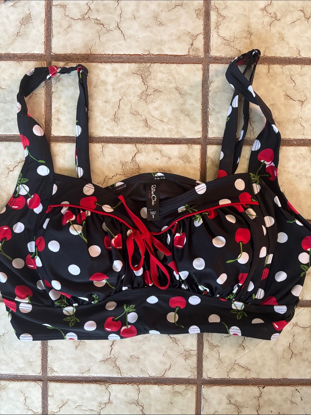 Black Cherry Polka Dot wireless Bikini Top